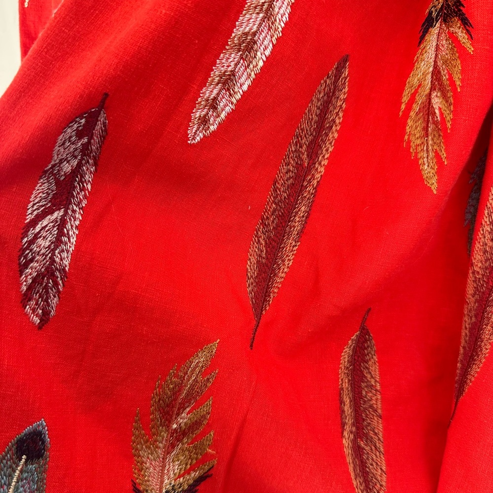 FARM Rio Red Feather Print Jacket / Kimono / Robe - Picture 6 of 6